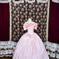Rosa Blumen Perlen Prinzessin lange Satin Ballkleid Abendkleid Quinceanera Kleid nv4649