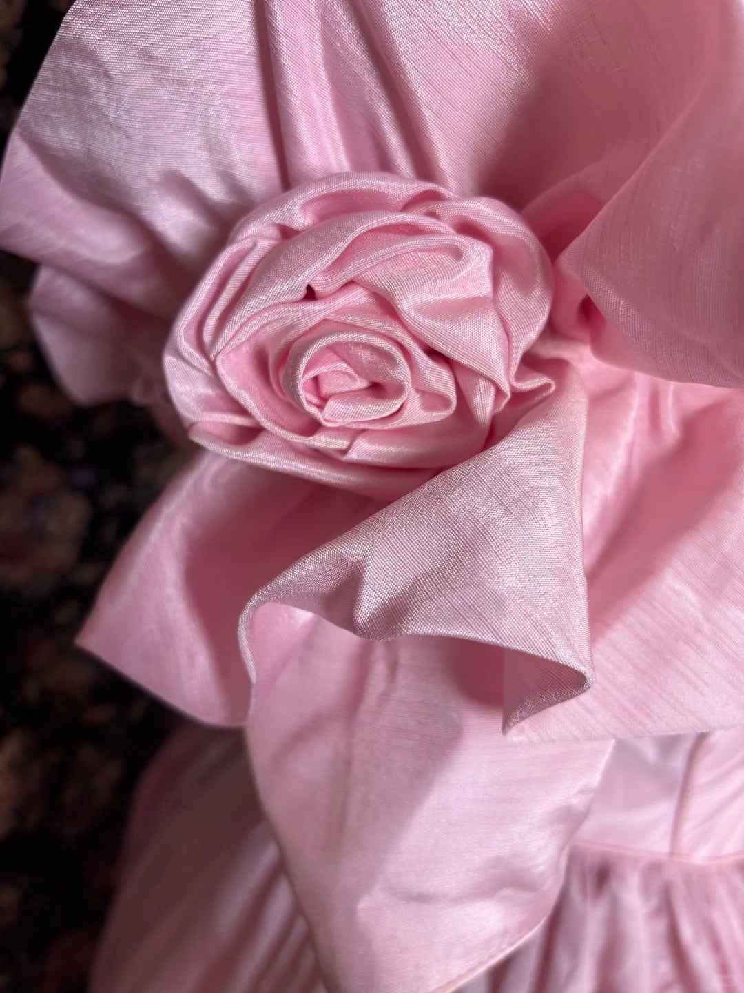 Rosa Blumen Perlen Prinzessin lange Satin Ballkleid Abendkleid Quinceanera Kleid nv4649