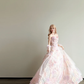 Pink Ombre 3D Floral Strapless Prom Gown Tulle Formal Dress with Gloves  NV7167