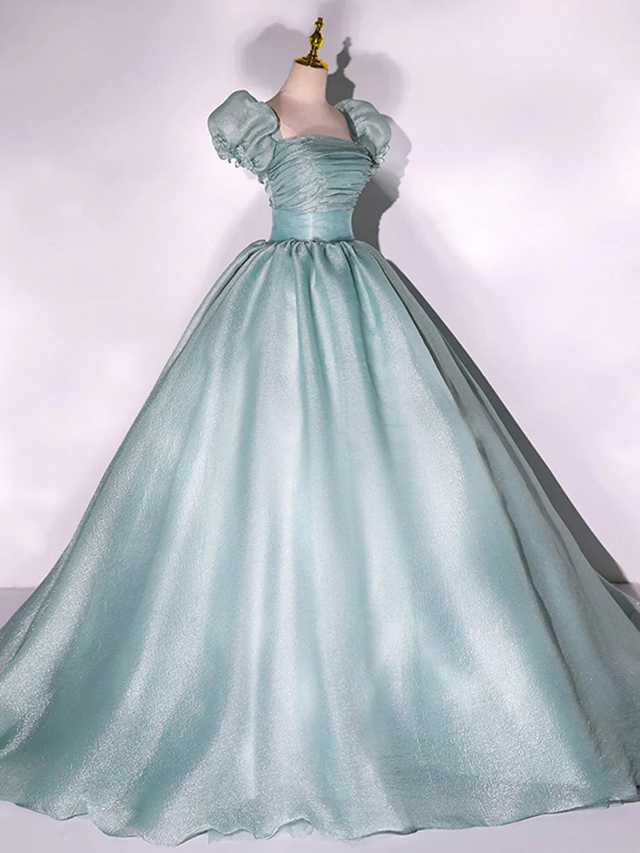 Grünes, einzigartiges, langes Ballkleid aus Tüll für süße 16-Jährige, Abendkleid nv2043