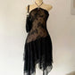 NiceVestidos - Robe de soirée courte/mi-longue en dentelle noire unique nv5466
