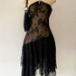 NiceVestidos - Robe de soirée courte/mi-longue en dentelle noire unique nv5466