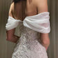 Wunderschönes weißes schulterfreies langes Ballkleid mit Perlenapplikationen nv1811