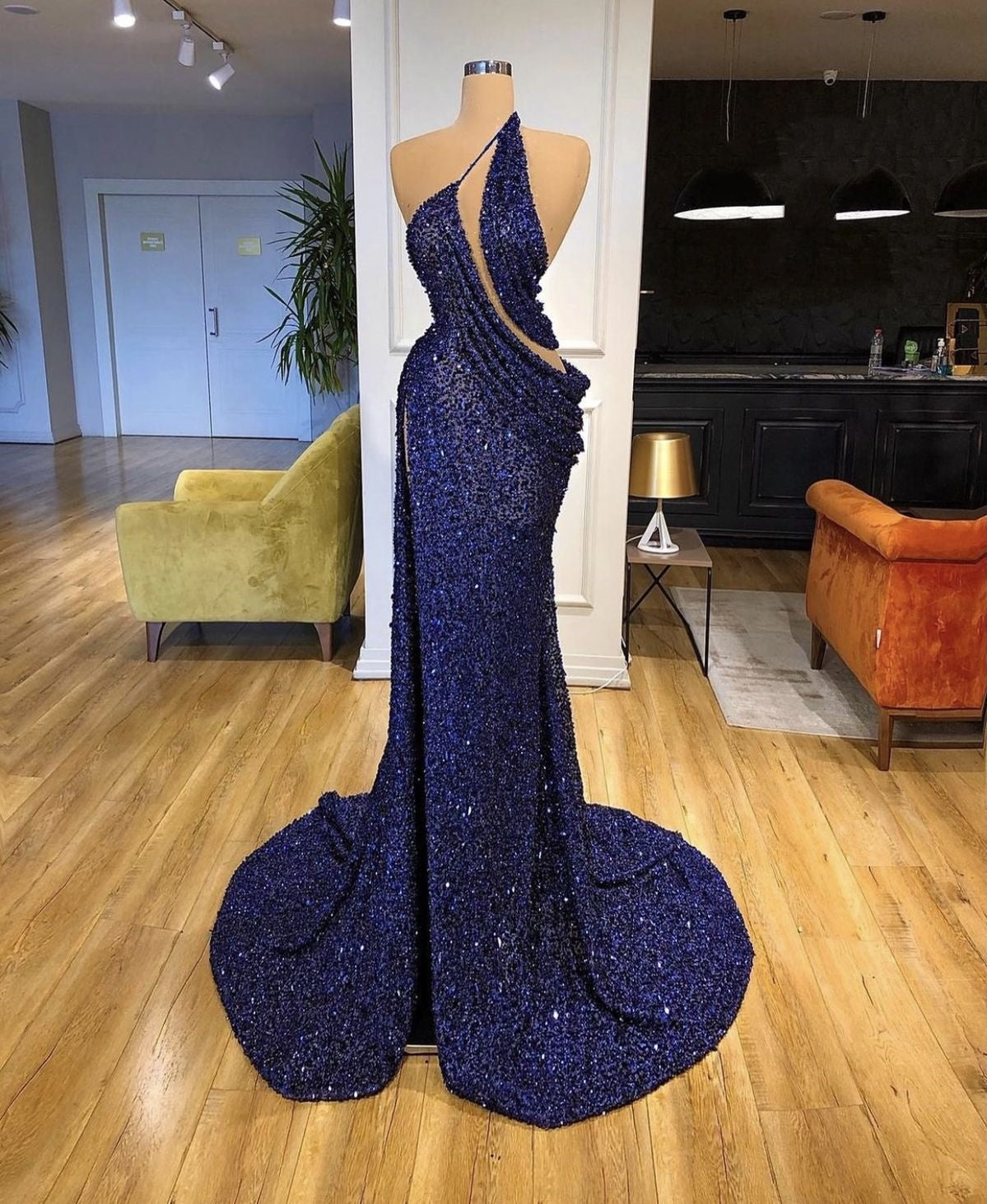 Lila Perlen Glänzend Wunderschöne Sexy Elegante Meerjungfrau Schlitz Lange Bodenlangen Abendkleid Ballkleid Partykleid nv5109
