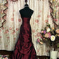 Robe de soirée longue en satin bordeaux, élégante, style rétro, pour adulte, tenue de cérémonie, d'anniversaire, nv4200
