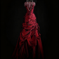 NiceVestidos – Vintage Burgunderrot, exquisites, perlenbesetztes Satin-Plissee-Langballkleid, Abschlusskleid NV5859