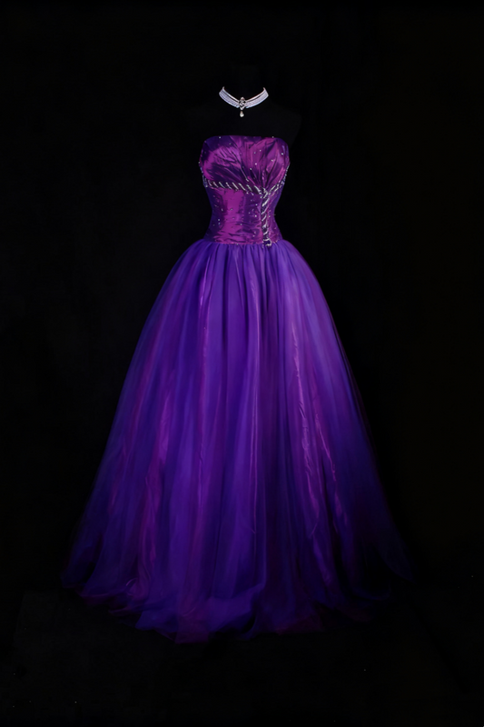 NiceVestidos – Vintage-Lila, zarte Perlen, langes Ballkleid aus Satin-Tüll, Abschlusskleid NV5861