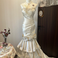 Robe de mariée longue en satin blanc ivoire à fleurs et perles, robe de soirée, nv4216