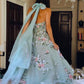 Green Gorgeous Exquisite Floral Embroidery Applique A-Line Long Tulle Prom Gown Evening Dress Party Dress nv3439