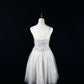 Silbernes kurzes Heimkehrkleid mit Pailletten, Spitze und Tüll, Ballkleid, Geburtstagskleid, nv4496