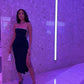 Schwarzes schlichtes Bankettkleid rückenfreies Homecomingkleid Partykleid nv2222