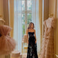 Black spaghetti strap long sweetheart neck ball gown evening dress party dress nv2955