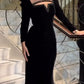 Black sexy elegant long velvet sequined ball gown evening dress nv3178