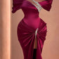 Robe de soirée longue en satin violet, élégante et exquise, perlée, longueur au sol, robe de bal traînante, robe de soirée nv2851