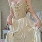 Champagne Gold Vintage Elegant Princess Beaded Long Ball Gown Evening Gown Party Dress nv2598