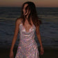 Robe de cocktail courte rose brillante à la mode nv4680