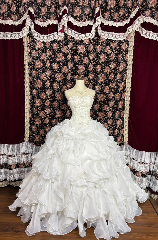 Weißes Perlenbesetztes Elegantes Exquisites Langes Bodenlanges Ballkleid Abendkleid Brautkleid nv4175