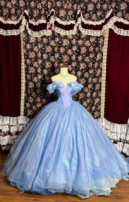 Blaues Prinzessinnen-Elegantes und exquisites langes bodenlanges Ballkleid-Abendkleid Cinderella nv4178