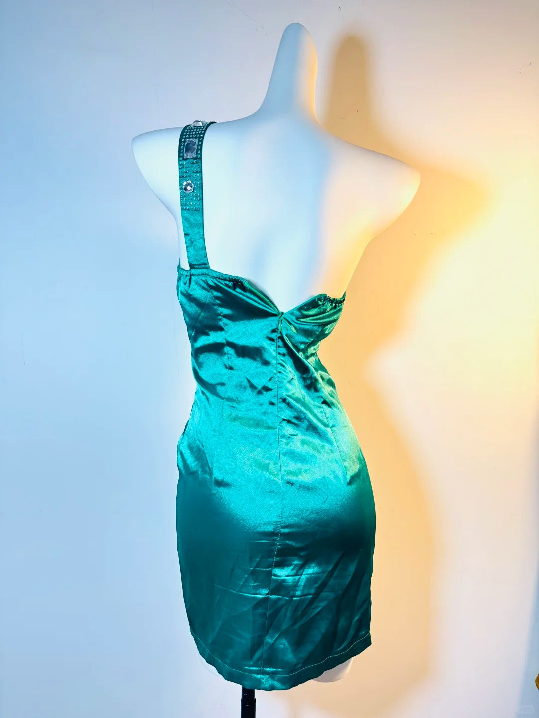 Grüne Perlen One-Shoulder-Mode exquisite kurze Satin Homecoming Kleid Geburtstag Party Kleid nv5308