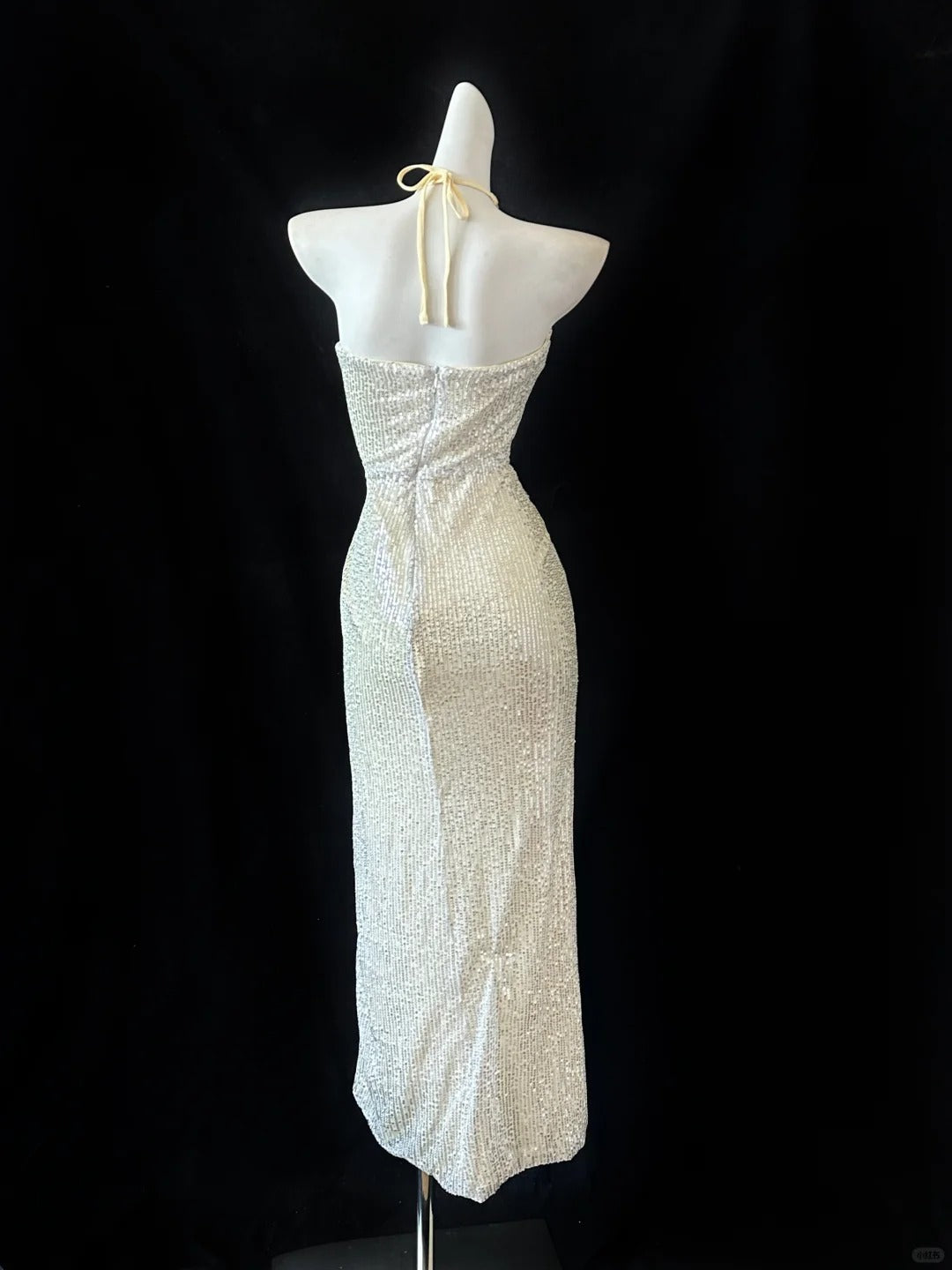 Champagne Shiny Fashion Elegant Long Sequined Ball Gown Evening Dress Party Dress nv4181