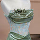 Robe de soirée élégante à fleurs style sirène, coupe ajustée, longue, longueur au sol, style bal, mode verte, nv4189