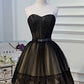 A-Linie schwarze Spitze herzförmiger Ausschnitt kurzes Mini-Bustier Homecoming-Kleid Abendkleid Partykleid nv2283