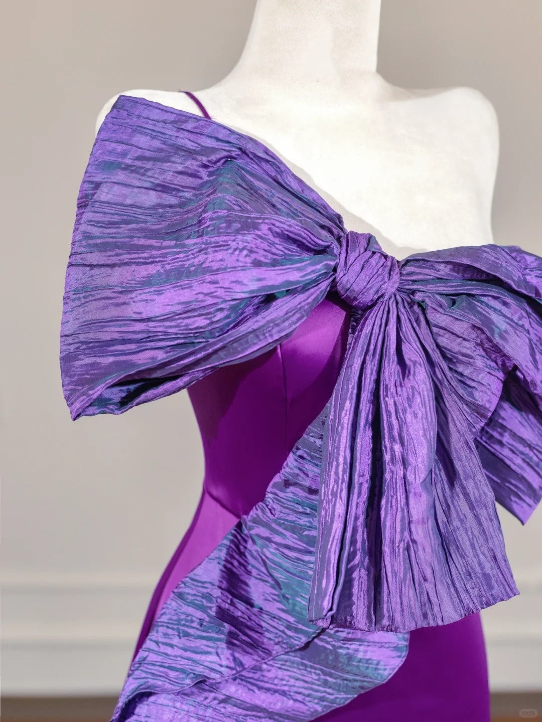 Lila Schleife Langes Satin Ballkleid Abendkleid Partykleid nv4961