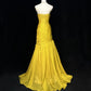 Gelbes elegantes langes Tüll-Ballkleid, Abendkleid nv4926