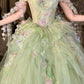 Green, gorgeous, delicate floral long tulle ball gown NV6642