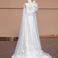 Weißes, geblümtes, langes Chiffon-Ballkleid, Abendkleid nv5076