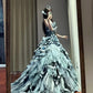 NiceVestidos - Robe de bal longue en tulle multicouches, bleu vintage, exquise, perlée, princesse, 16e anniversaire, conte de fées, fille de la mer, NV5666