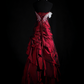 NiceVestidos – Vintage Burgunderrot, exquisites, perlenbesetztes Satin-Plissee-Langballkleid, Abschlusskleid NV5859
