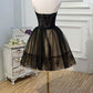 A-Linie schwarze Spitze herzförmiger Ausschnitt kurzes Mini-Bustier Homecoming-Kleid Abendkleid Partykleid nv2283