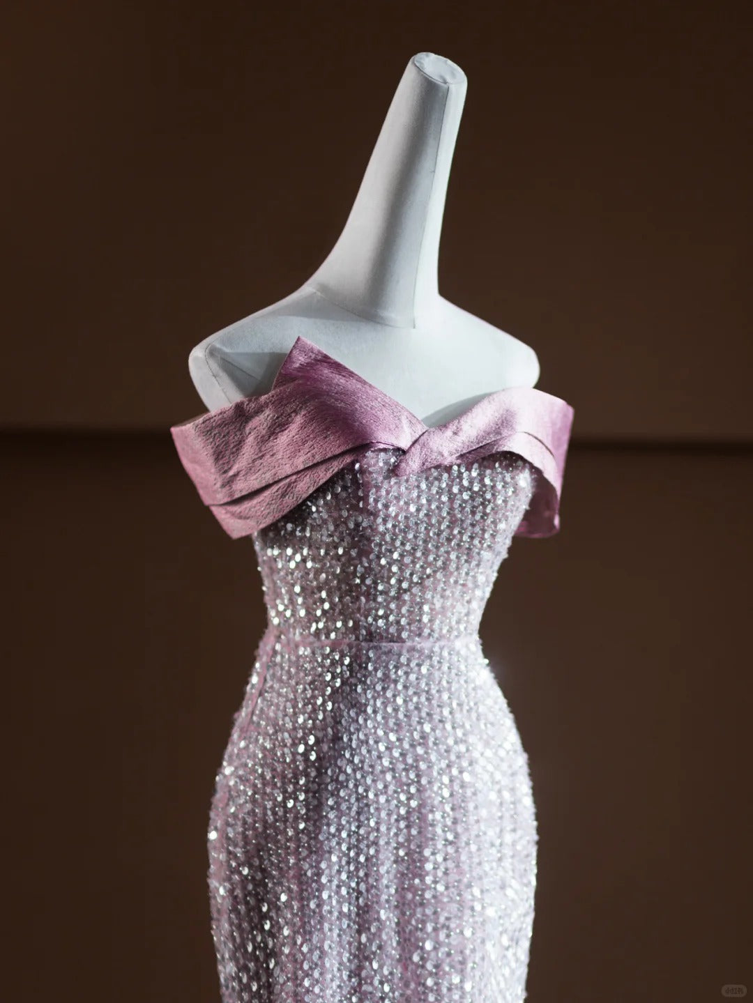 Rosa funkelndes langes Meerjungfrau-Ballkleid mit Pailletten, Abendkleid, Partykleid, nv4751