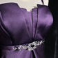Robe de soirée courte violette en satin et perles, tenue de bal nv4390