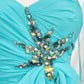 Blaues, perlenbesetztes, langes Tüll-Ballkleid, Abendkleid, Partykleid, nv4372