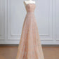 Rosa Gold Wunderschöne Luxus Lange Tüll Ballkleid Abendkleid Partykleid nv4947