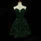 Grünes glänzendes Prinzessinnen-Pailletten-Kurzes Retro-Mode-Heimkehrkleid, Ballkleid, Abendkleid, NV4286