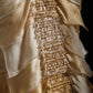 Robe de soirée longue à volants en mousseline de soie à paillettes marron et jaune vintage nv5208