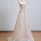 Champagne shiny gorgeous palace princess long tulle floor-length ball gown evening dress graduation dress nv5105