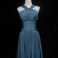 Blaues langes Chiffon-Ballkleid, Abendkleid, Brautjungfernkleid, NV4395