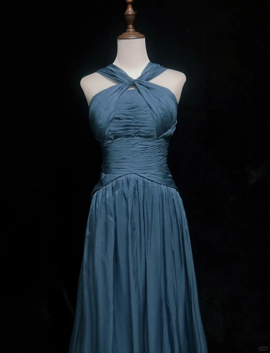 Blaues langes Chiffon-Ballkleid, Abendkleid, Brautjungfernkleid, NV4395