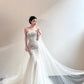 Langes Meerjungfrauen-Hochzeitskleid mit Muschel- und Kristallmuster NV6655