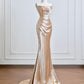 Gold Satin Long Mermaid Slim Prom Dress Evening Dress Party Dress nv4720