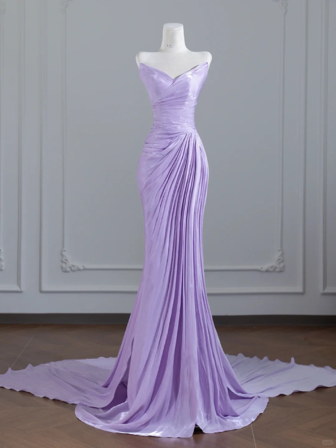 Robe de soirée longue en satin violet, élégante et longue, style féerique, nv4959