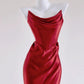 Rotes elegantes, modisches, langes, figurbetontes Satin-Ballkleid, Abendkleid nv4972