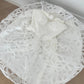 Robe de soirée courte en dentelle blanche et noire nv4383