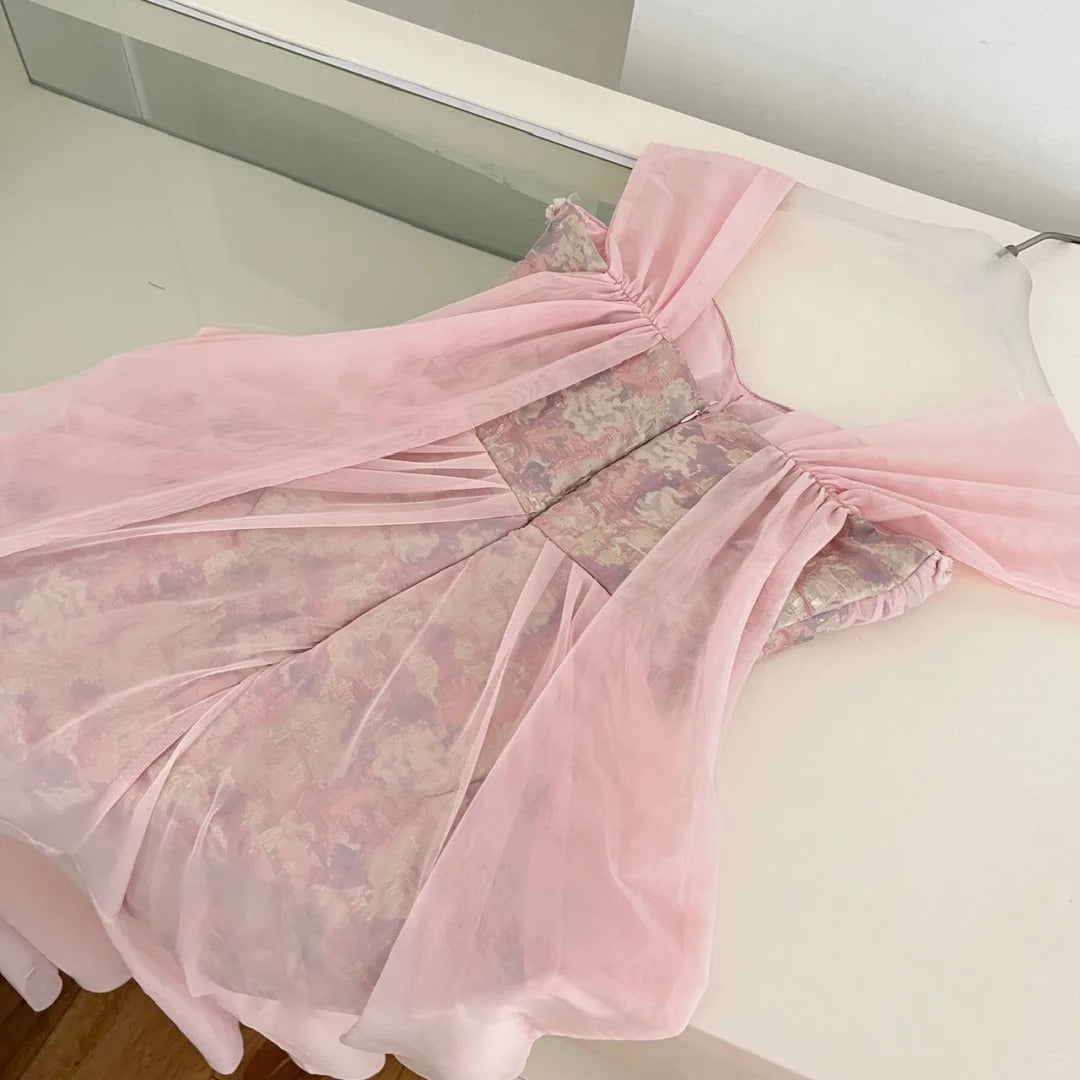 Robe de soirée courte en tulle à fleurs roses, robe de bal, robe d'anniversaire, robe de soirée nv4447