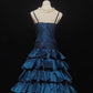 Blue Gorgeous Elegant Fashion Exquisite Beaded Short Satin Ball Gown Evening Gown Prom Gown Homecoming Gown nv3872