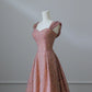 Pink Gold Shiny Sequins Elegant Long Satin Ball Gown Evening Dress nv4340